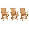 vidaXL Garden Chairs with Blue Cushions 3 pcs Solid Teak Wood