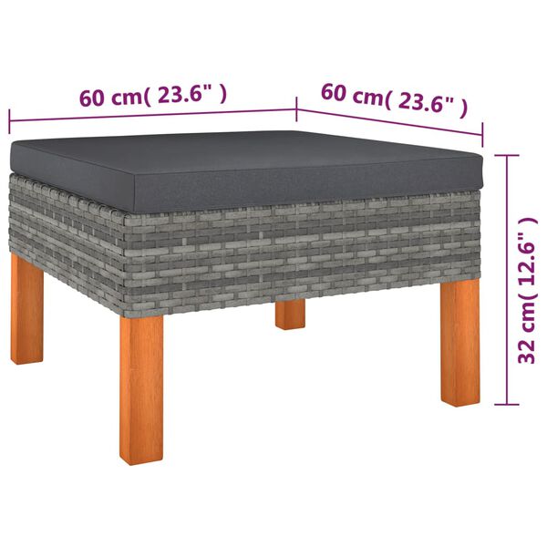 vidaXL 6 Piece Garden Lounge Set with Cushions Poly Rattan Grey