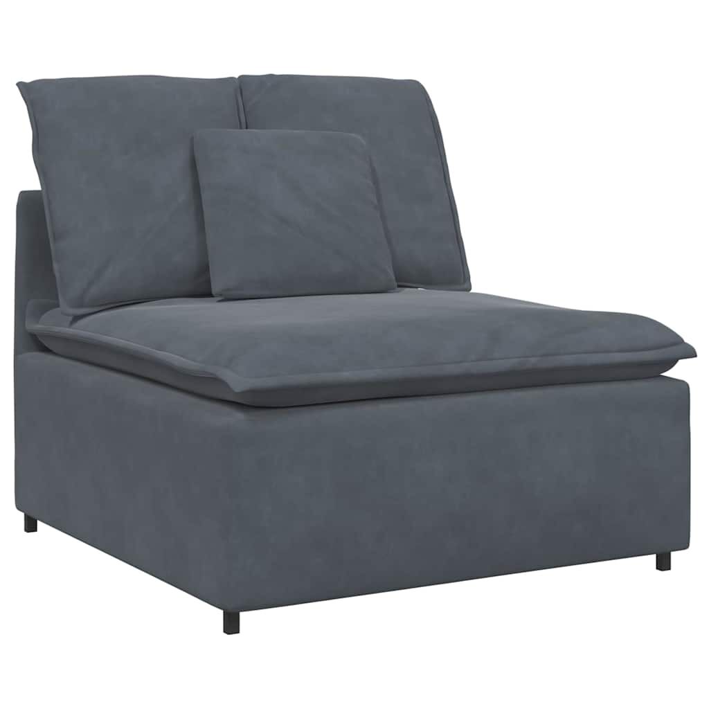 vidaXL Modular Sofa with Footstool and Cushions Dark Grey