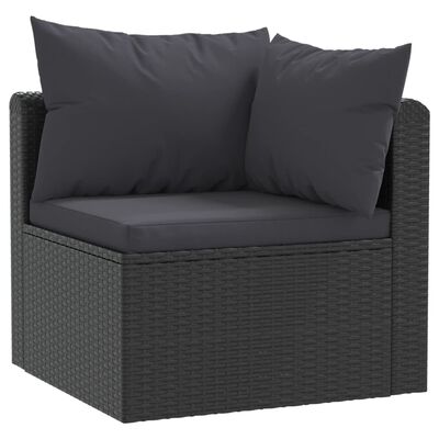 vidaXL 5 Piece Garden Lounge Set with Cushions Poly Rattan Black