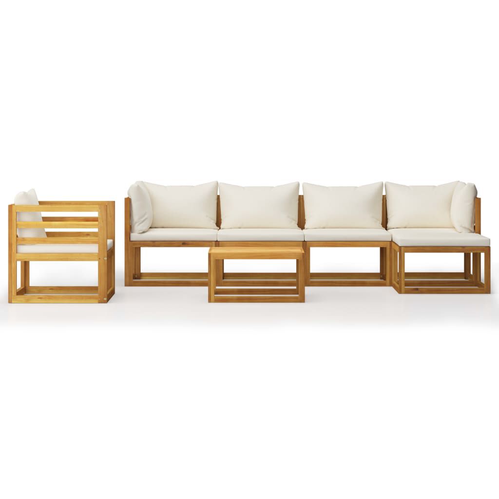 vidaXL 7 Piece Garden Lounge Set with Cushion Cream Solid Acacia Wood