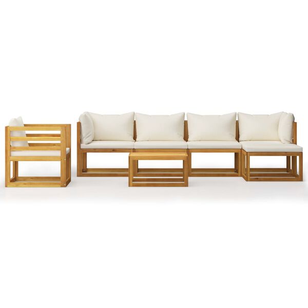 vidaXL 7 Piece Garden Lounge Set with Cushion Cream Solid Acacia Wood