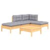 vidaXL 5 Piece Garden Lounge Set with Grey Cushions Pinewood
