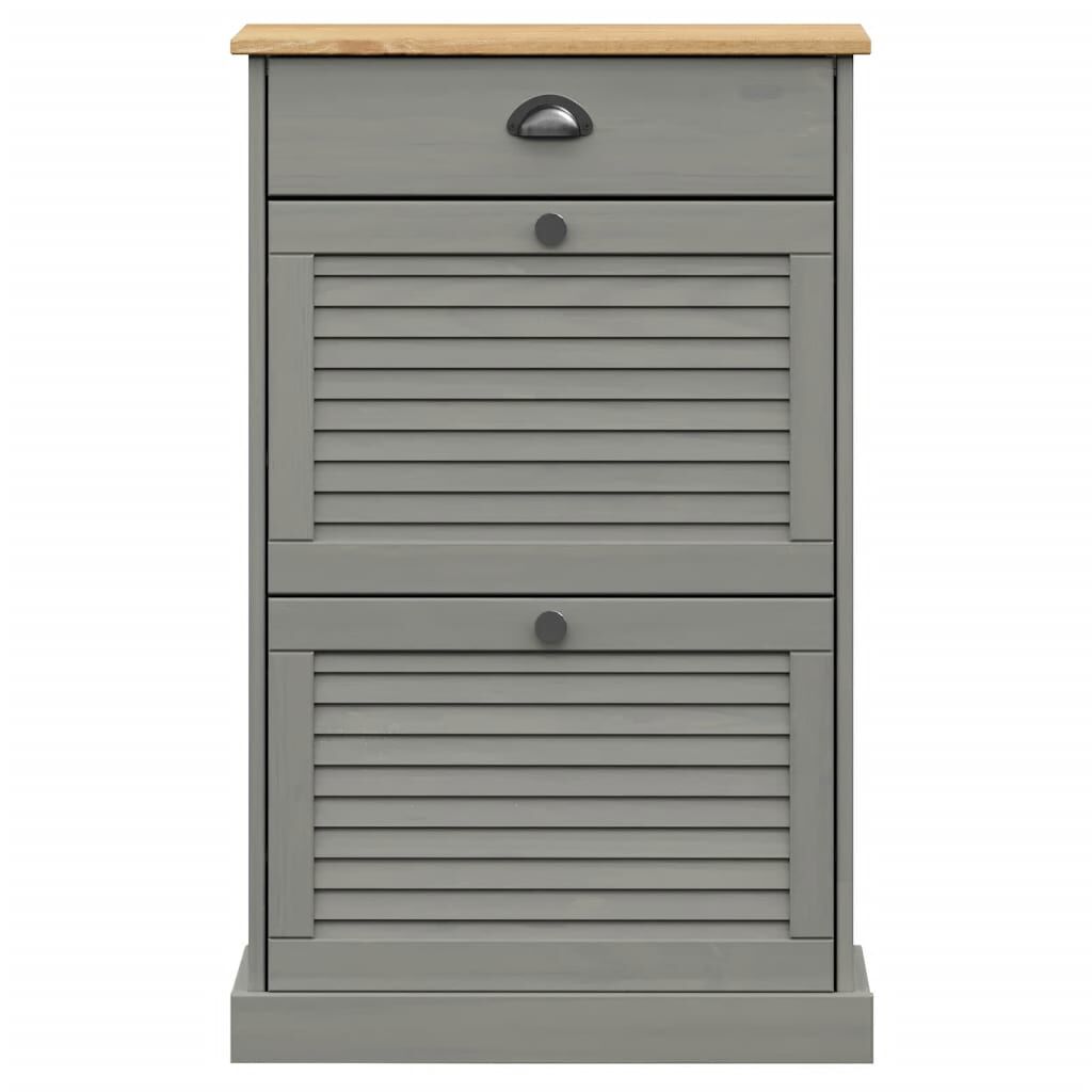 vidaXL Shoe Cabinet VIGO 60x35x96 cm Grey Solid Wood Pine