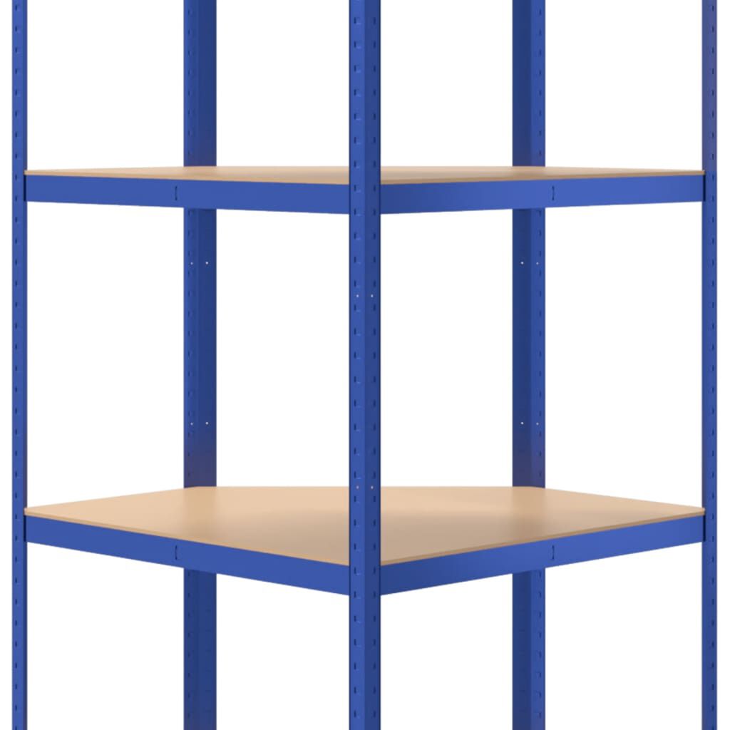 vidaXL 4-Layer Corner Shelf Blue Steel&Engineered Wood