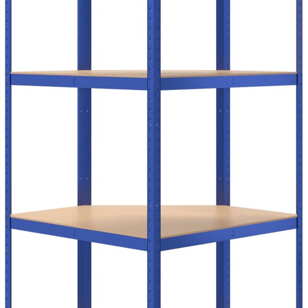 vidaXL 4-Layer Corner Shelf Blue Steel&Engineered Wood