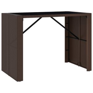 vidaXL Bar Table with Glass Top Brown 145x80x110 cm Poly Rattan