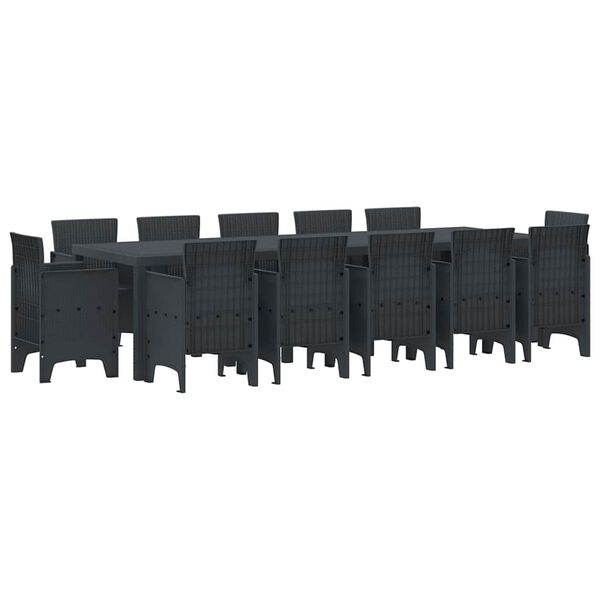 vidaXL Garden Dining Set 11 pcs Brown and Anthracite Rattan