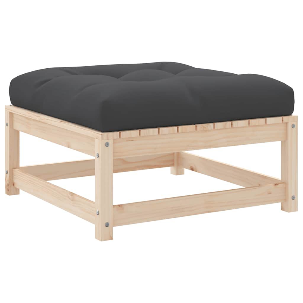 vidaXL Garden Footstool with Cushion Solid Wood Pine