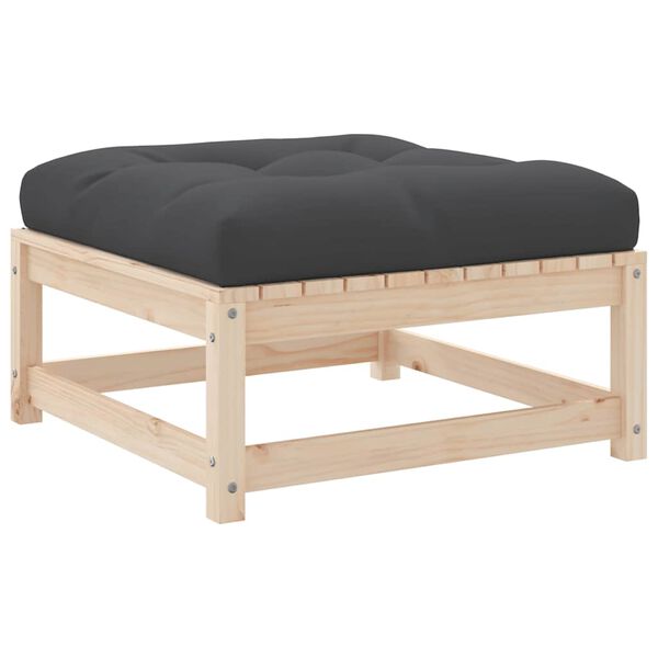 vidaXL Garden Footstool with Cushion Solid Wood Pine