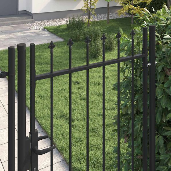 vidaXL Fence Gate Single Door with Spike Top Steel 1x2 m Black