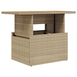 vidaXL Garden Table Beige 100x55x73 cm Poly Rattan and Acacia Wood