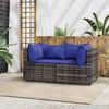 vidaXL Garden Corner Sofas with Cushions 2 pcs Grey Poly Rattan