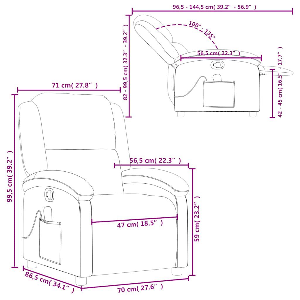 vidaXL Massage Recliner Chair Black Velvet