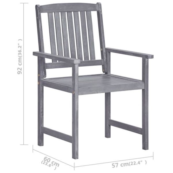 vidaXL 5 Piece Outdoor Dining Set Grey Solid Acacia Wood