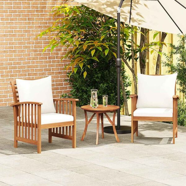 vidaXL Garden Chairs with Cushions 2 pcs Solid Acacia Wood