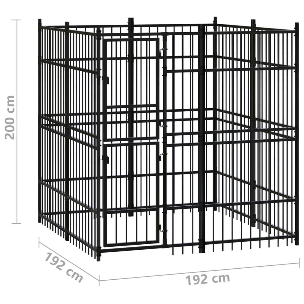 vidaXL Outdoor Dog Kennel Steel 3.69 m²