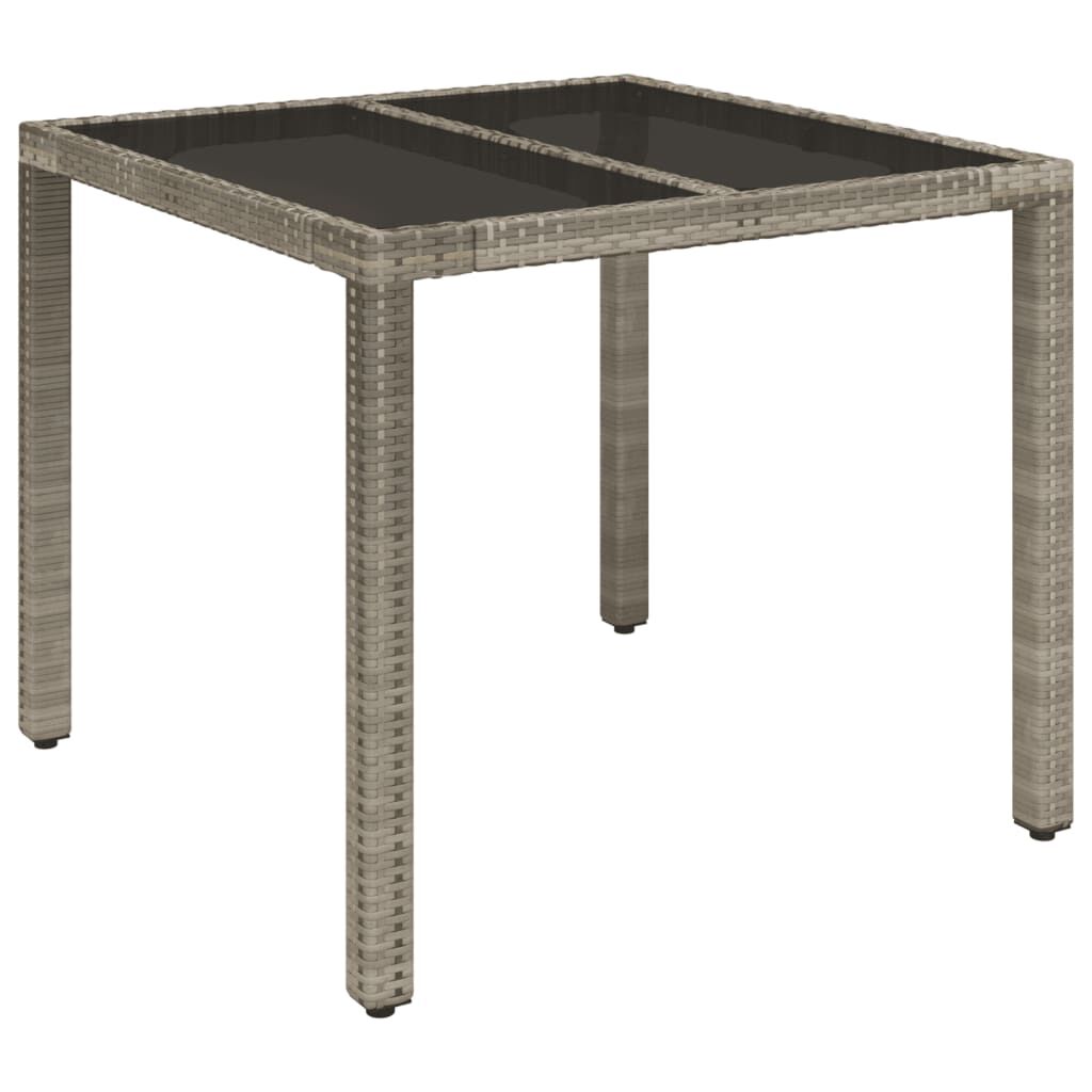 vidaXL 3 Piece Bistro Set with Cushions Grey Poly Rattan