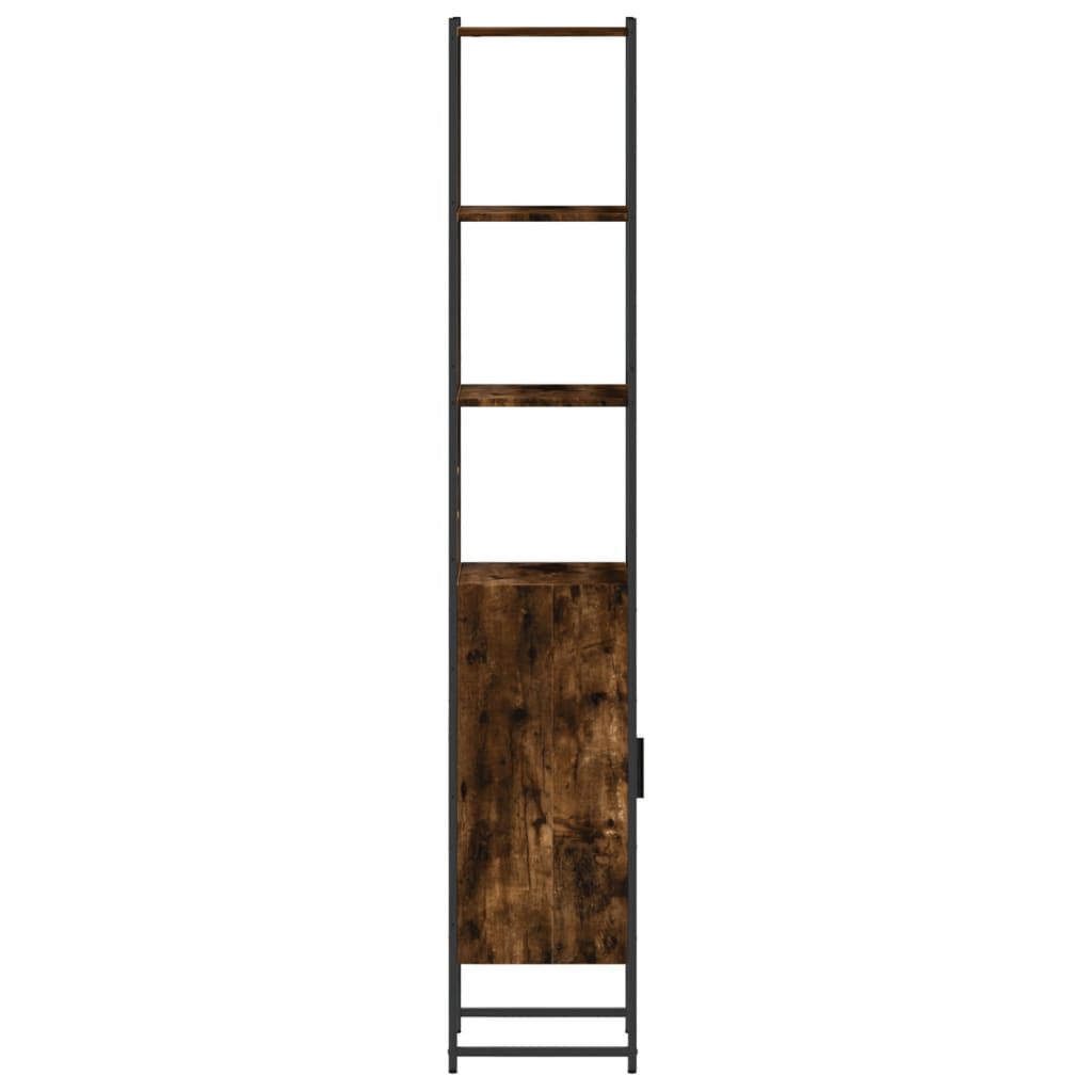 vidaXL Bathroom Cabinet Smoked Oak 33x33x185.5 cm Engineered Wood