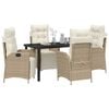 vidaXL Garden Dining Set with Cushion 5 pcs Beige Poly Rattan