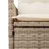 vidaXL Reclining Garden Chair with Cushions Beige Poly Rattan