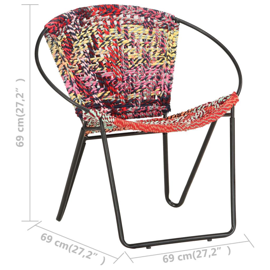 vidaXL Circle Chair Multicolours Chindi Fabric