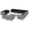 vidaXL 12 Piece Garden Lounge Set with Cushions Poly Rattan Dark Grey