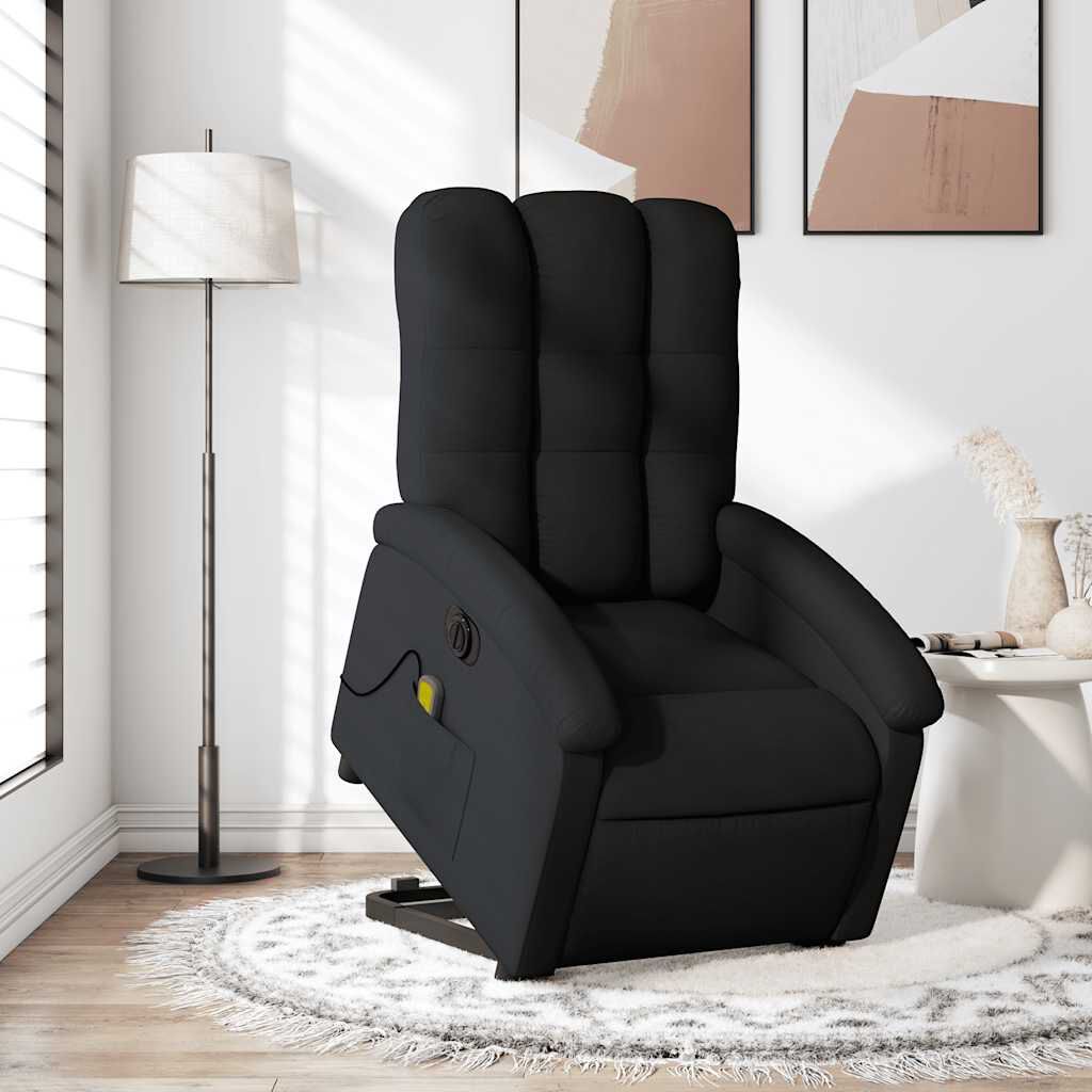 vidaXL Electric Stand up Massage Recliner Chair Black Fabric