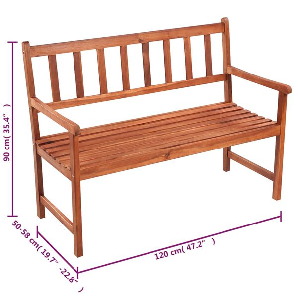 vidaXL Garden Bench with Cushion 120 cm Solid Acacia Wood