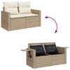 vidaXL Garden Sofa with Cushions 2-Seater Beige Poly Rattan