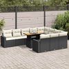 vidaXL 11 Piece Garden Sofa Set with Cushions Black Poly Rattan