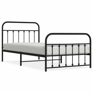 vidaXL Metal Bed Frame without Mattress with Footboard Black 100x200cm
