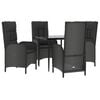 vidaXL 5 Piece Garden Dining Set with Cushions Black Poly Rattan
