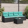 vidaXL Garden Sofa Set 5 pcs Black and Turquoise Poly Rattan
