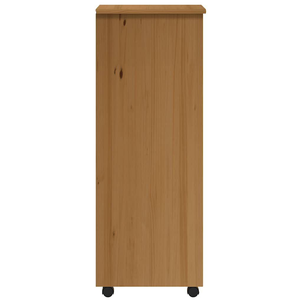vidaXL Rolling Cabinet with Drawers MOSS Honey Brown Solid Wood Pine