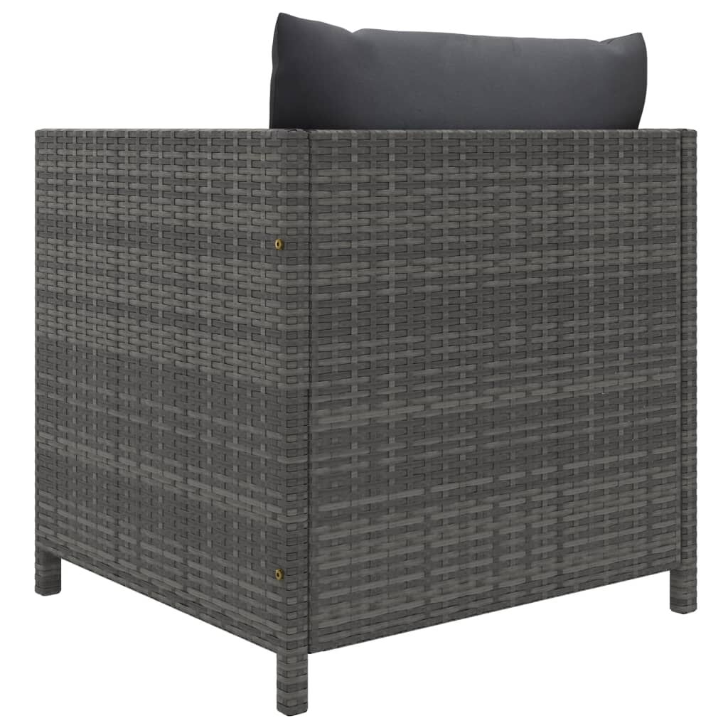 vidaXL 12 Piece Garden Lounge Set with Cushions Poly Rattan Grey