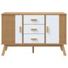 vidaXL Sideboard OLDEN White and Brown 114x43x73.5cm Solid Wood Pine