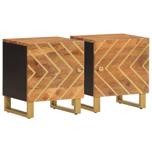 vidaXL Bedside Cabinets 2 pcs Brown and Black Solid Wood Mango
