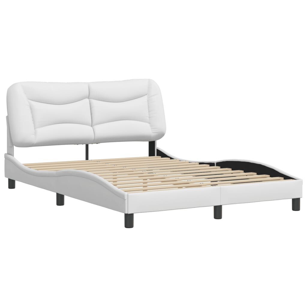 vidaXL Bed Frame without Mattress White 137x187 cm Double Faux Leather