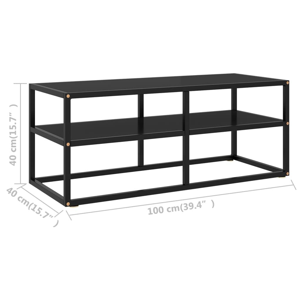 vidaXL TV Cabinet Black with Black Glass 100x40x40 cm