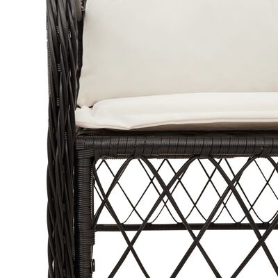 vidaXL 5 Piece Garden Dining Set with Cushions Black Poly Rattan