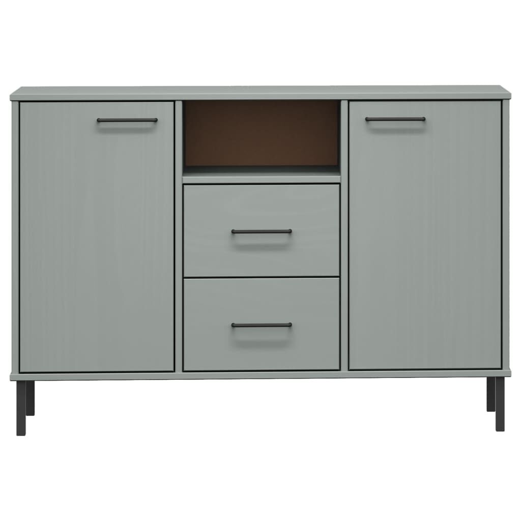 vidaXL Sideboard with Metal Legs Grey 113x40x77 cm Solid Wood OSLO