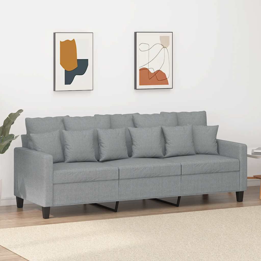 vidaXL 3-Seater Sofa Light Grey 180 cm Fabric