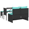 vidaXL 3 Piece Garden Dining Set with Cushions Black Poly Rattan