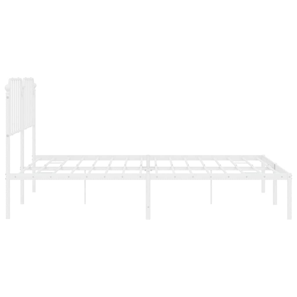 vidaXL Metal Bed Frame without Mattress with Headboard White 183x213cm