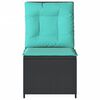 vidaXL Reclining Garden Sofa with Cushions Black Poly Rattan