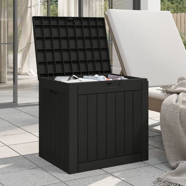 vidaXL Garden Storage Box Black 55.5x43x53 cm Polypropylene