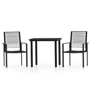 vidaXL 3 Piece Garden Dining Set Black