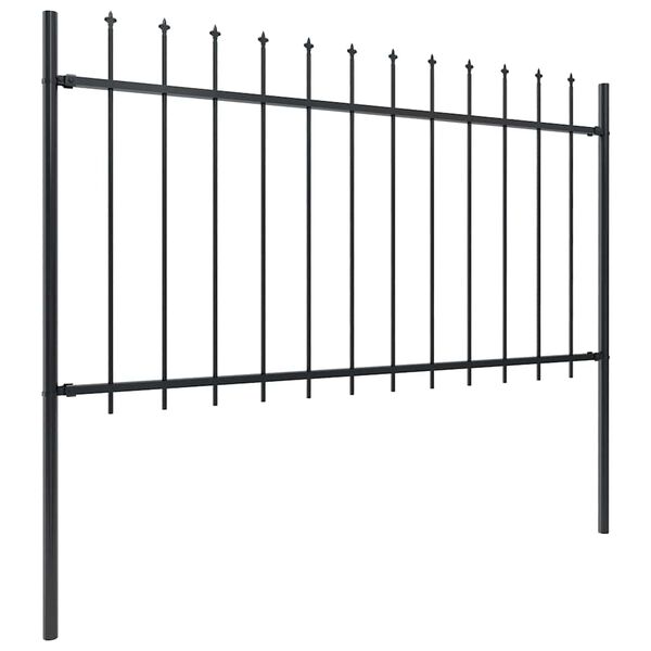 vidaXL Garden Fence with Spear Top Steel 1781.5x100 cm Black