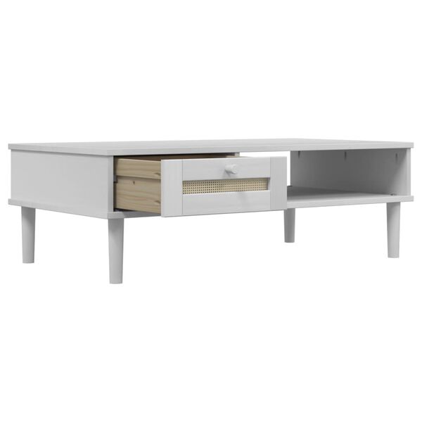 vidaXL Coffee Table SENJA Rattan Look White 100x55x33 cm Solid Wood